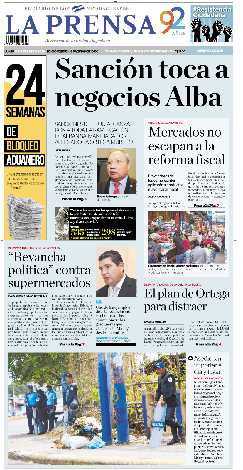 Portada impresa 11-02-2019