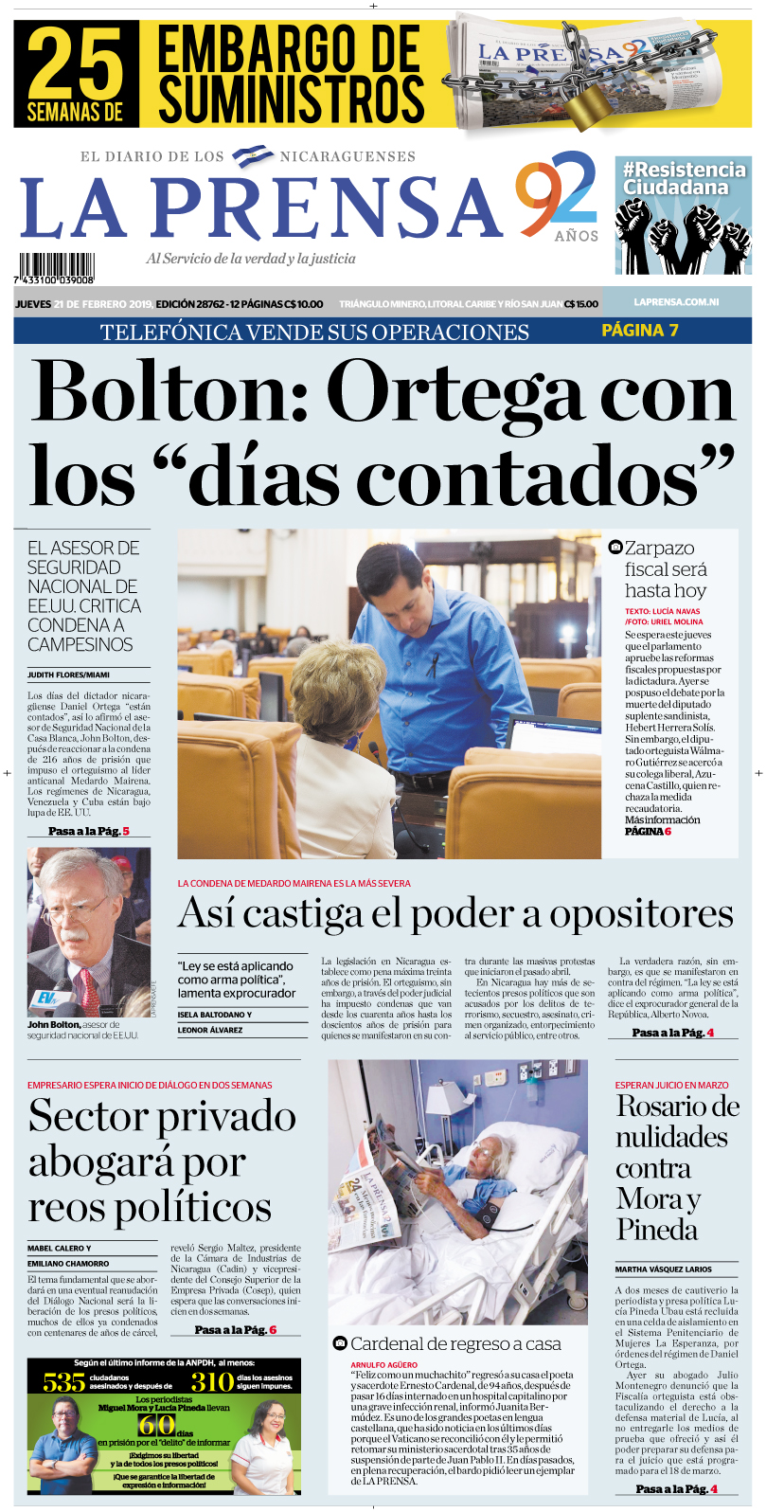 Portada impresa 21-02-2019