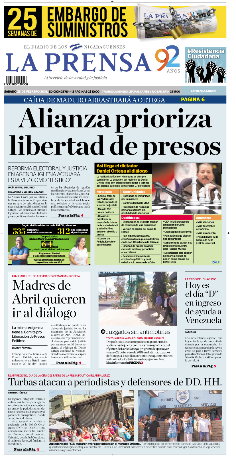 Portada impresa 23-02-2019