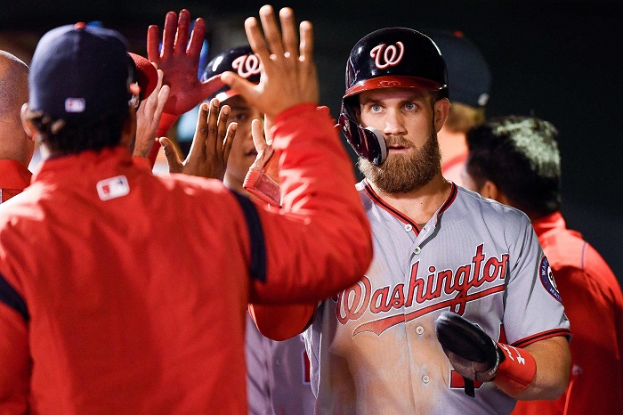 Bryce Harper llegó a un acuerdo de contrato con los Filis de Filadelfia, que se extiende por 13 años hasta 2032, cuando Harper tendría 29 años de edad. LA PRENSA/AFP/GETTY IMAGES NORTH AMERICA/Dustin Bradford