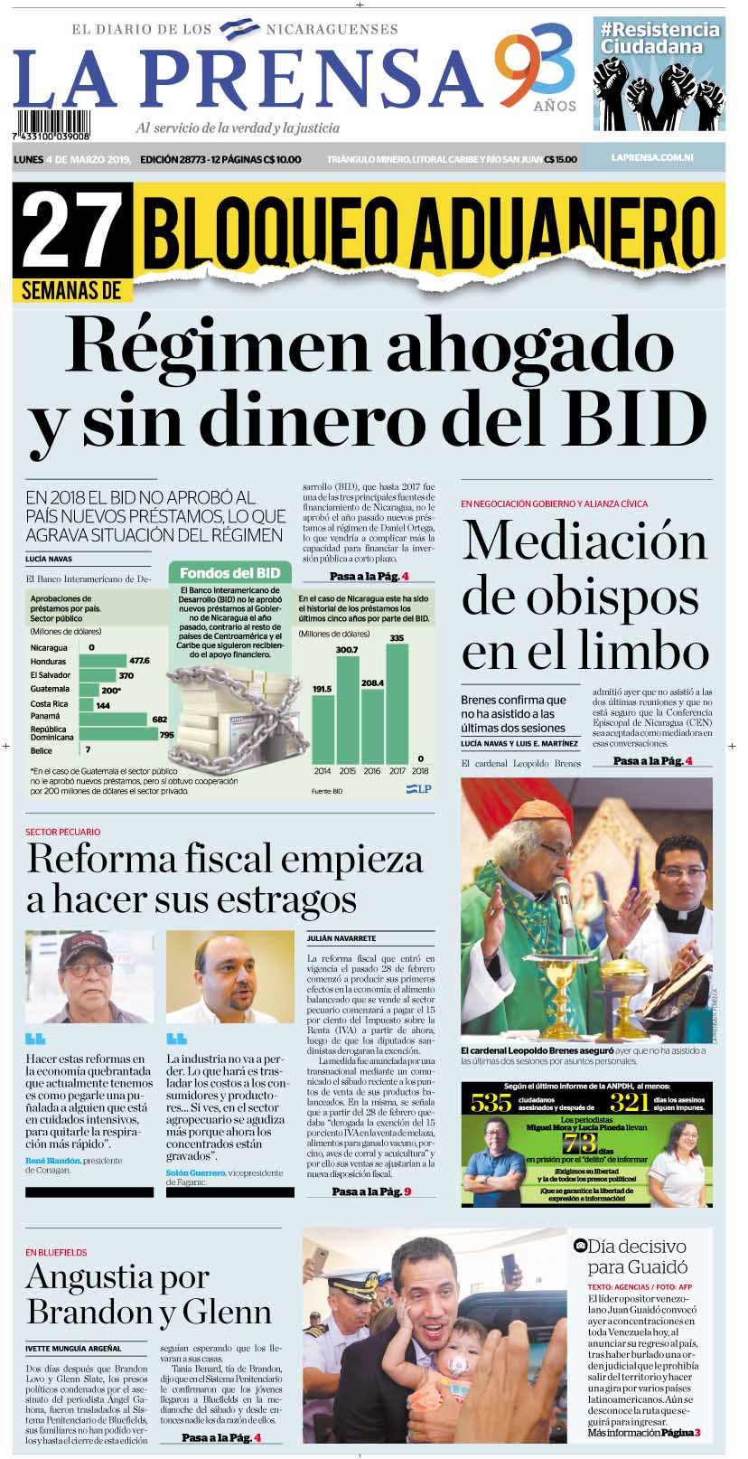 Portada impresa 4-3-2019