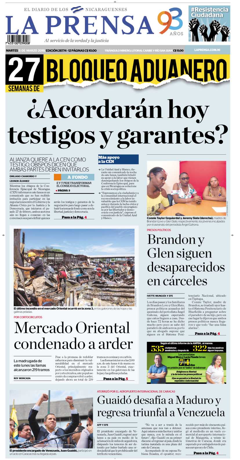 Portada impresa 5-3-2019