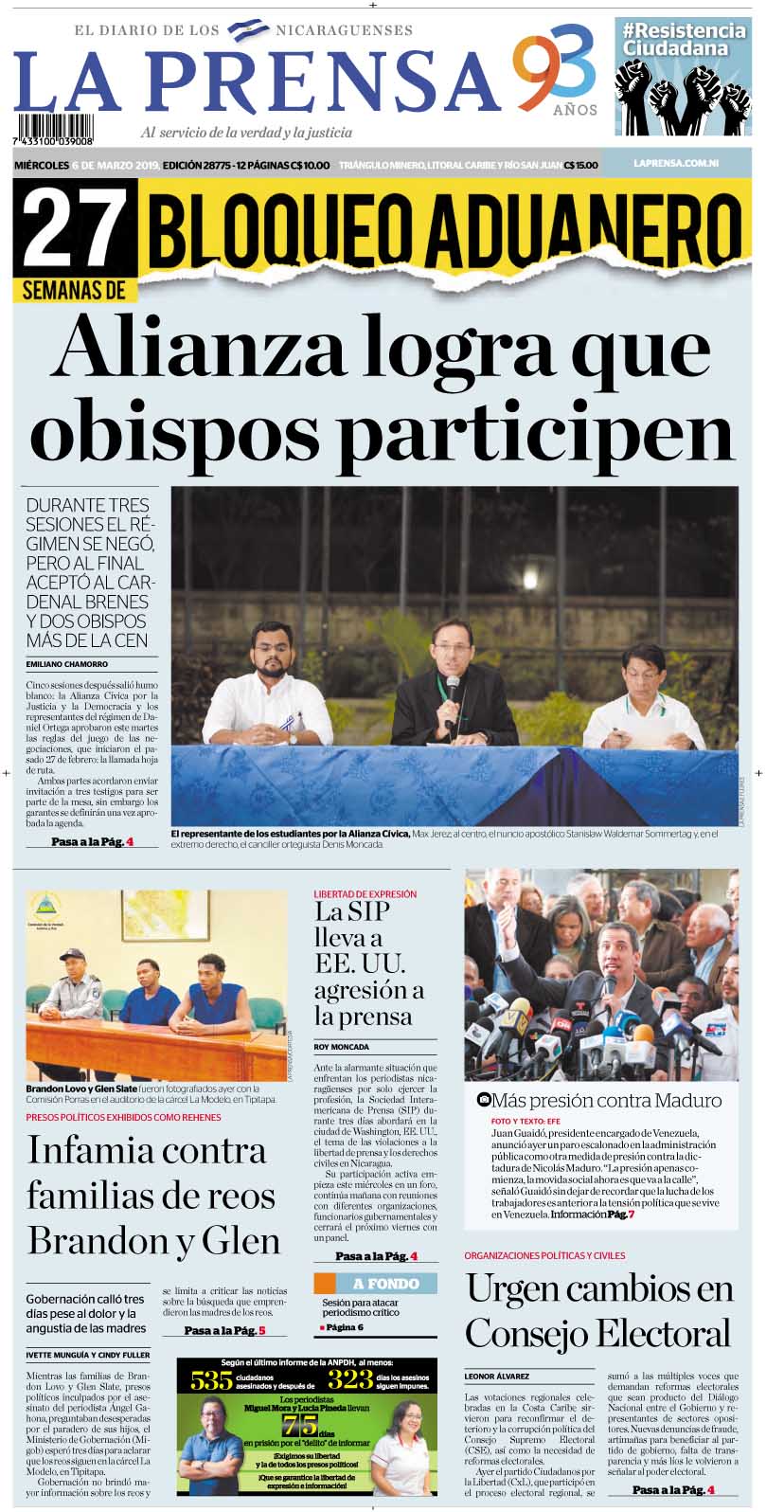 Portada impresa 6-3-2019