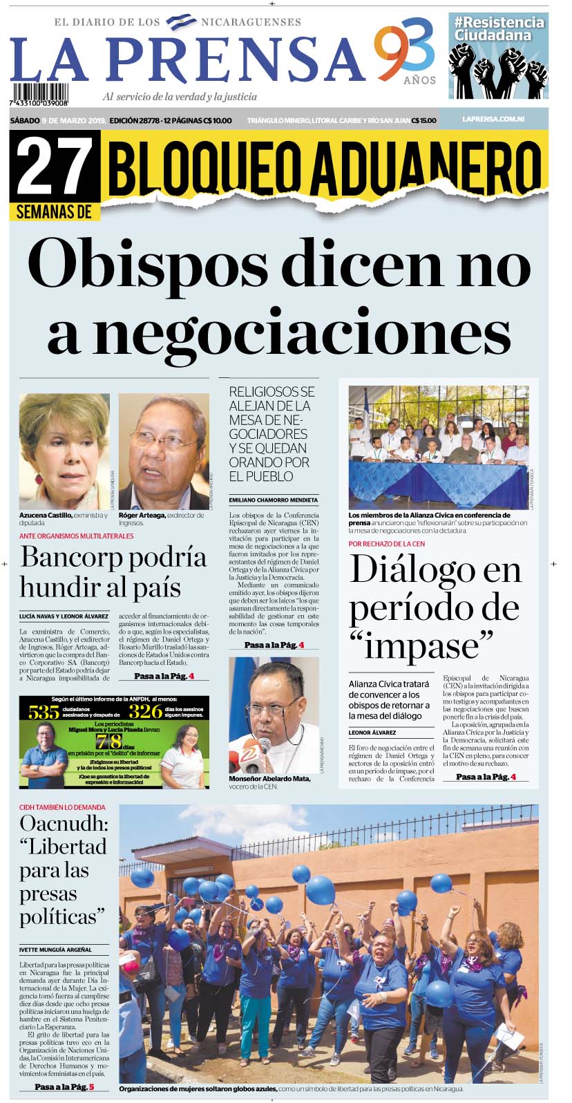 Portada impresa 9-3-2019