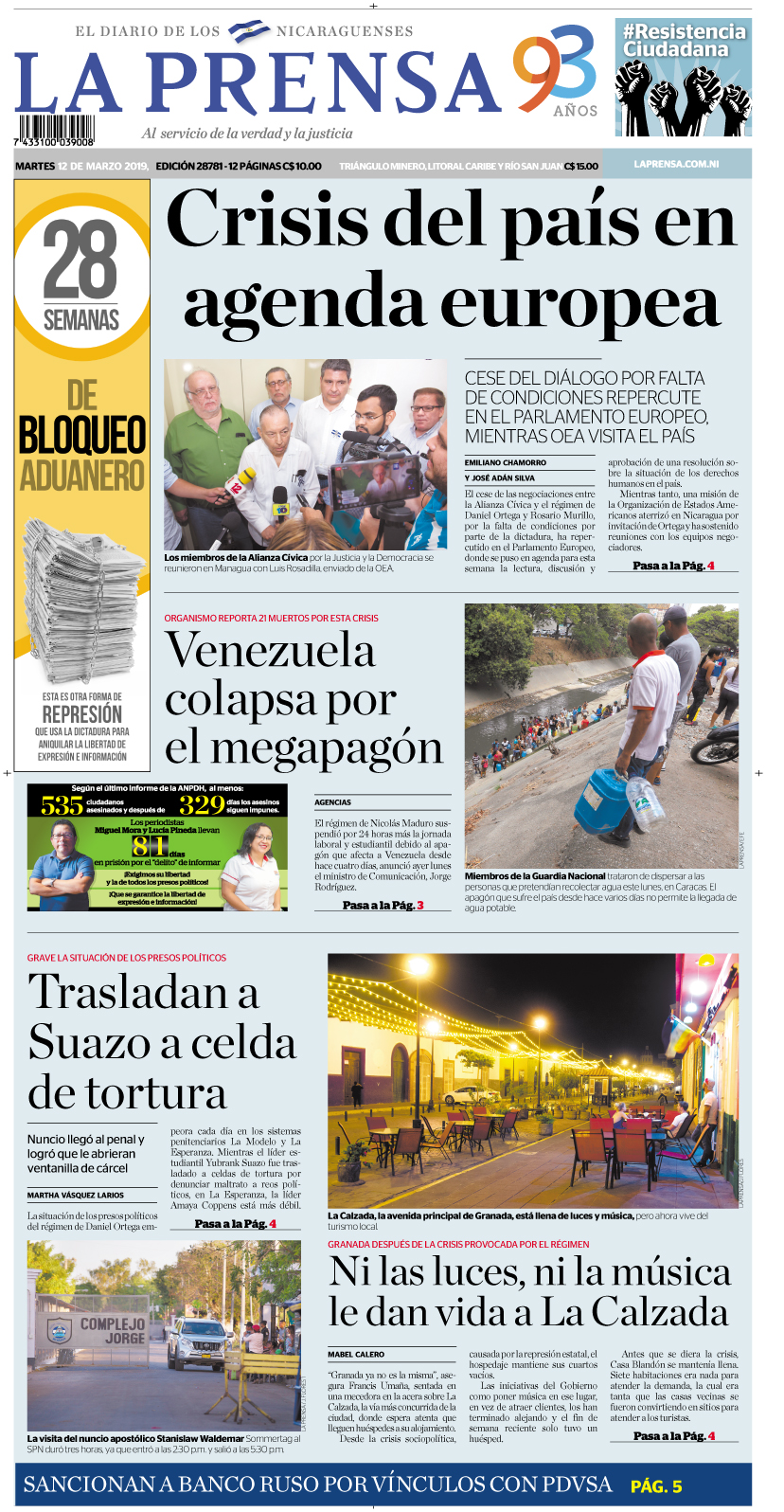 Portada impresa 12-03-2019