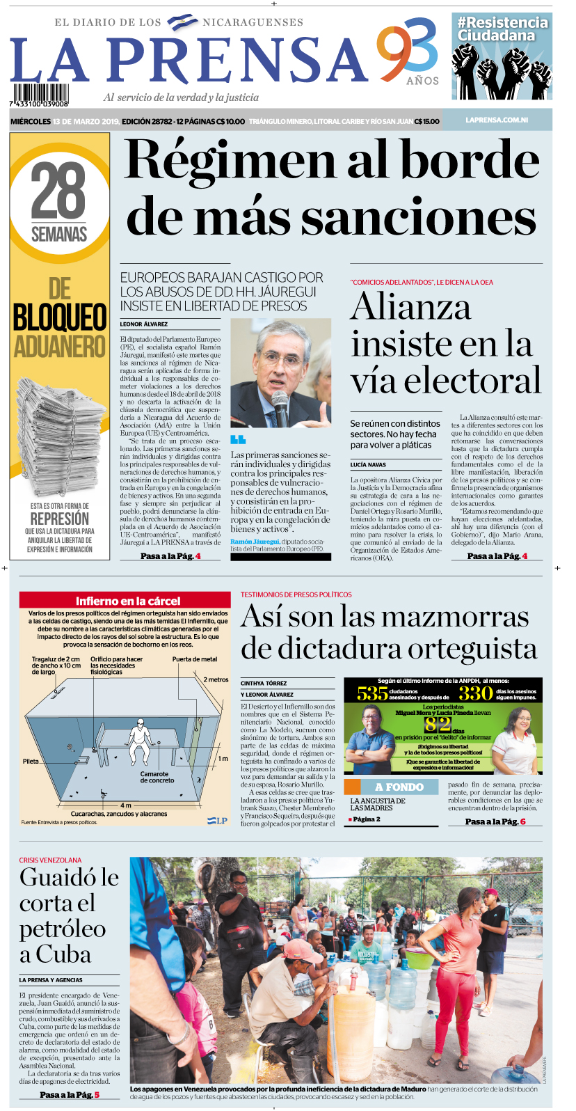 Portada impresa 13-03-2019