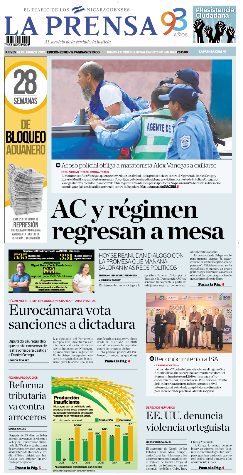 Portada impresa 14-03-209