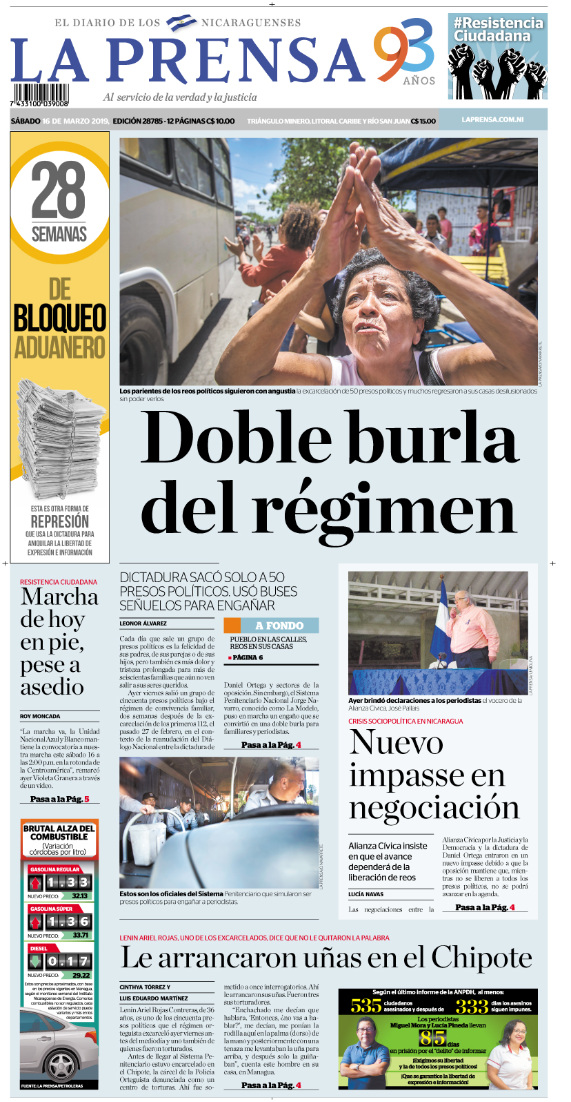 Portada impresa 16-03-2019