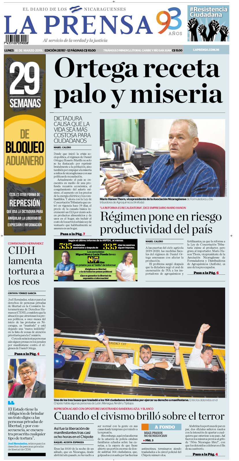 Portada impresa 18-3-2019