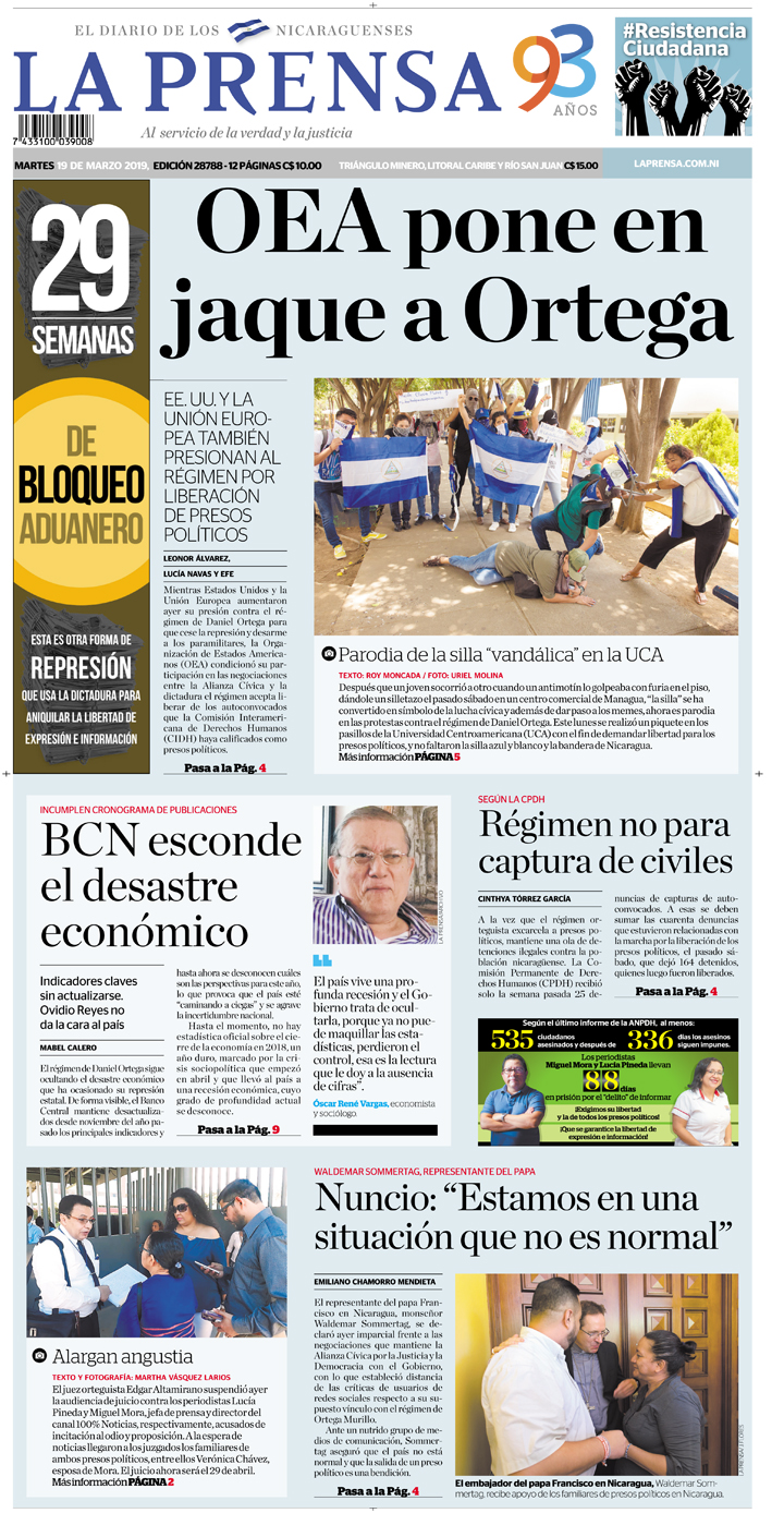 Portada impresa 19-03-2019