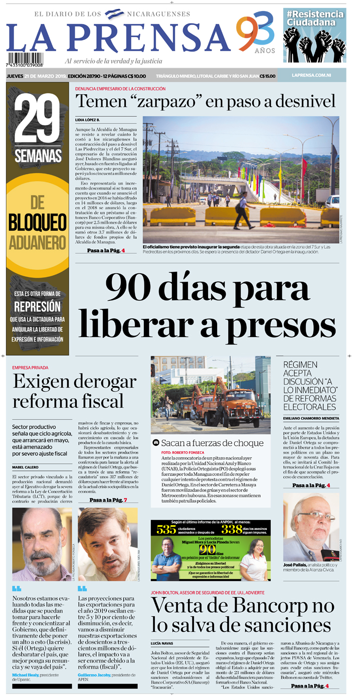 Portada impresa 21-03-2019