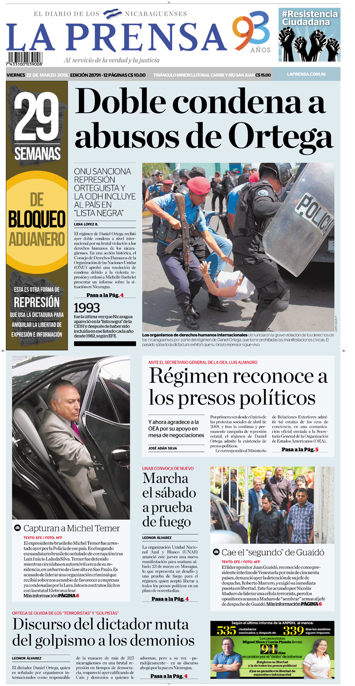 Portada impresa 22-03-2019