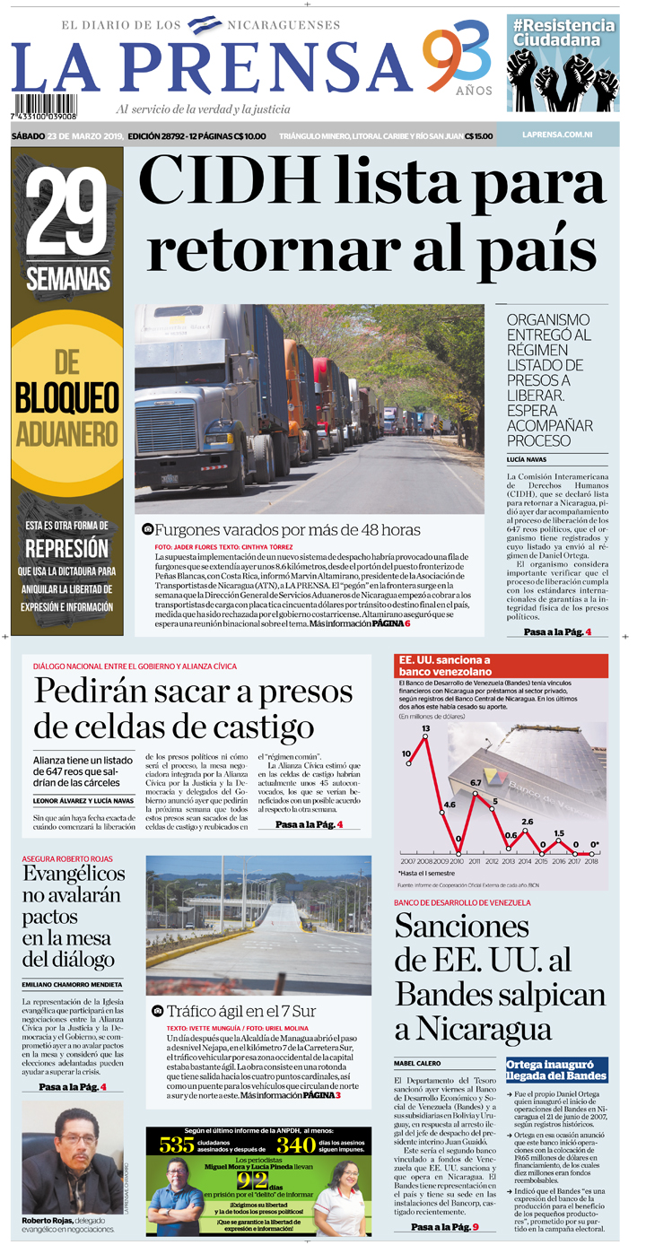 Portada impresa 23-03-2019