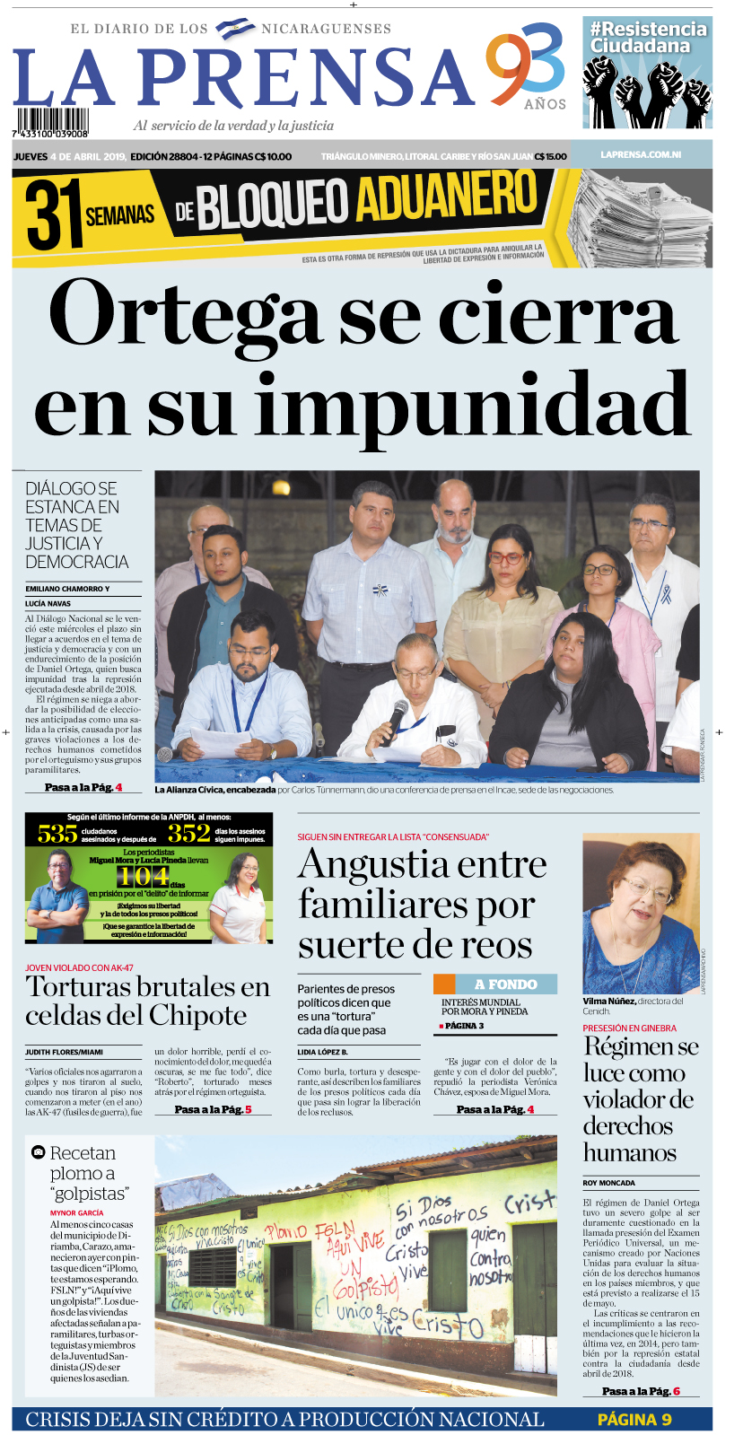 Portada impresa 04-04-2019
