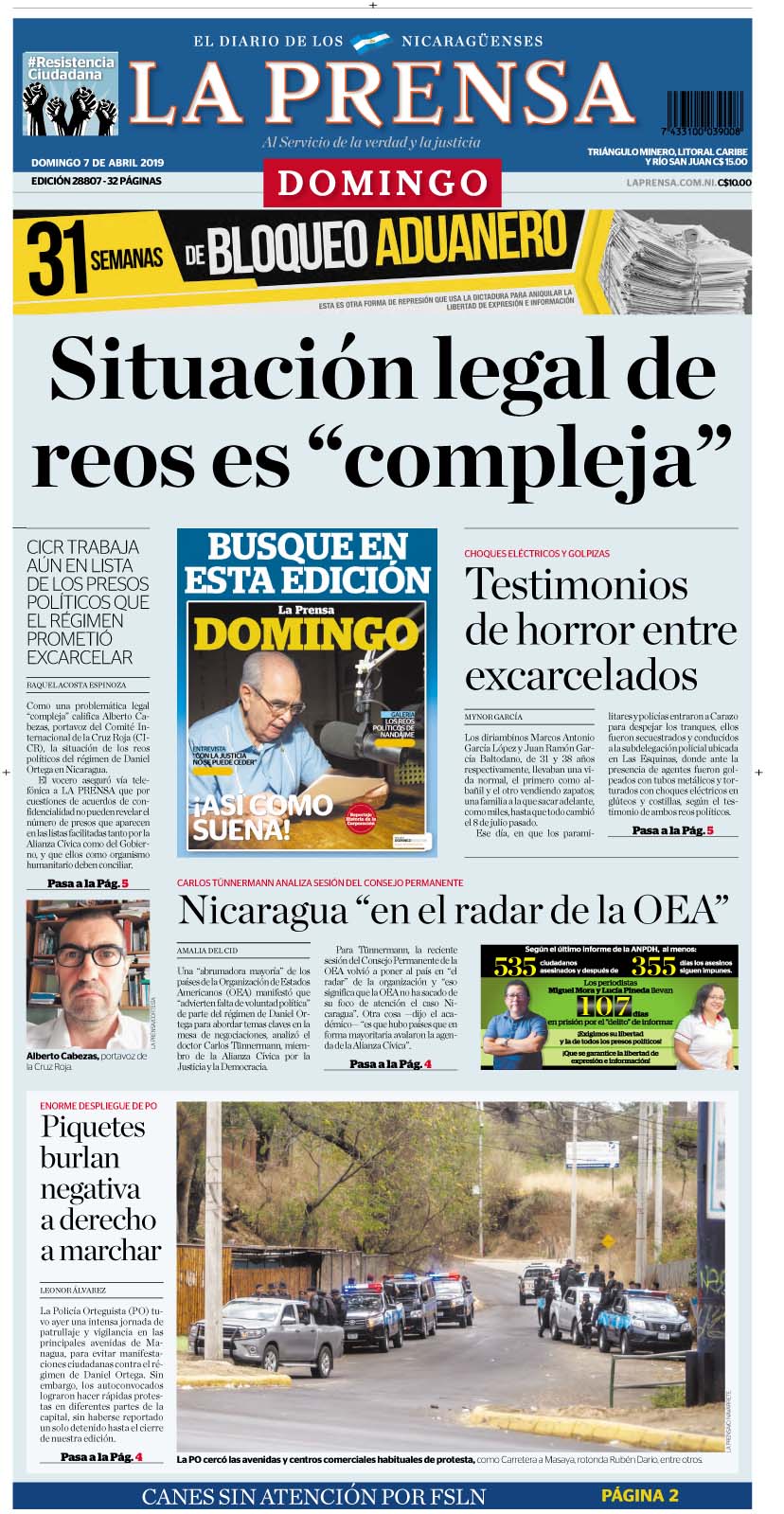 Portada impresa 7-4-2019