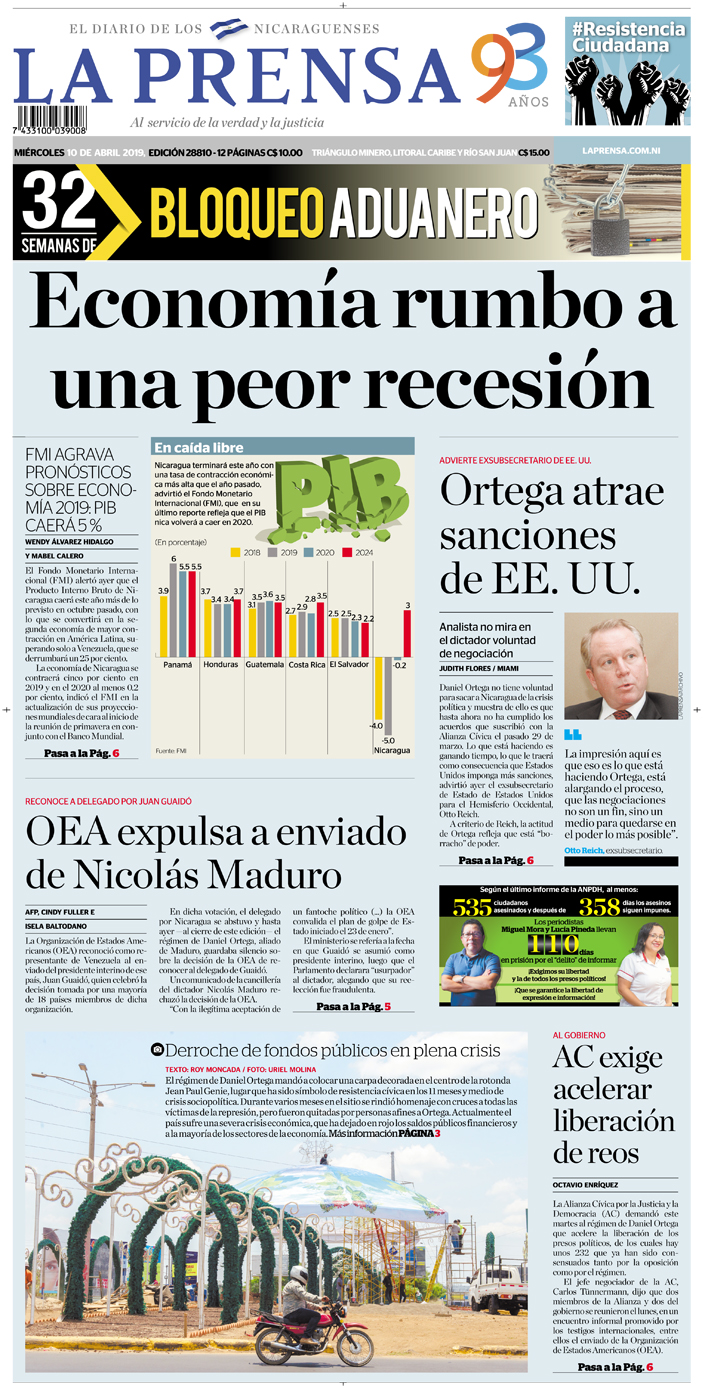 Portada impresa 10-04-2019