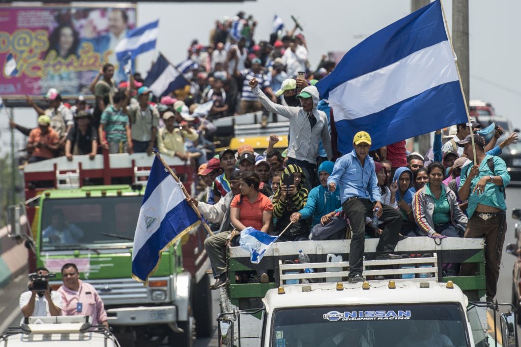 Movimiento Campesino llegó a Managua para participar en la Peregrinación Católica por la Paz, la marcha es encabezada por su líder Francisca Ramírez. Foto Jader Flores/Archivo/ LA PRENSA