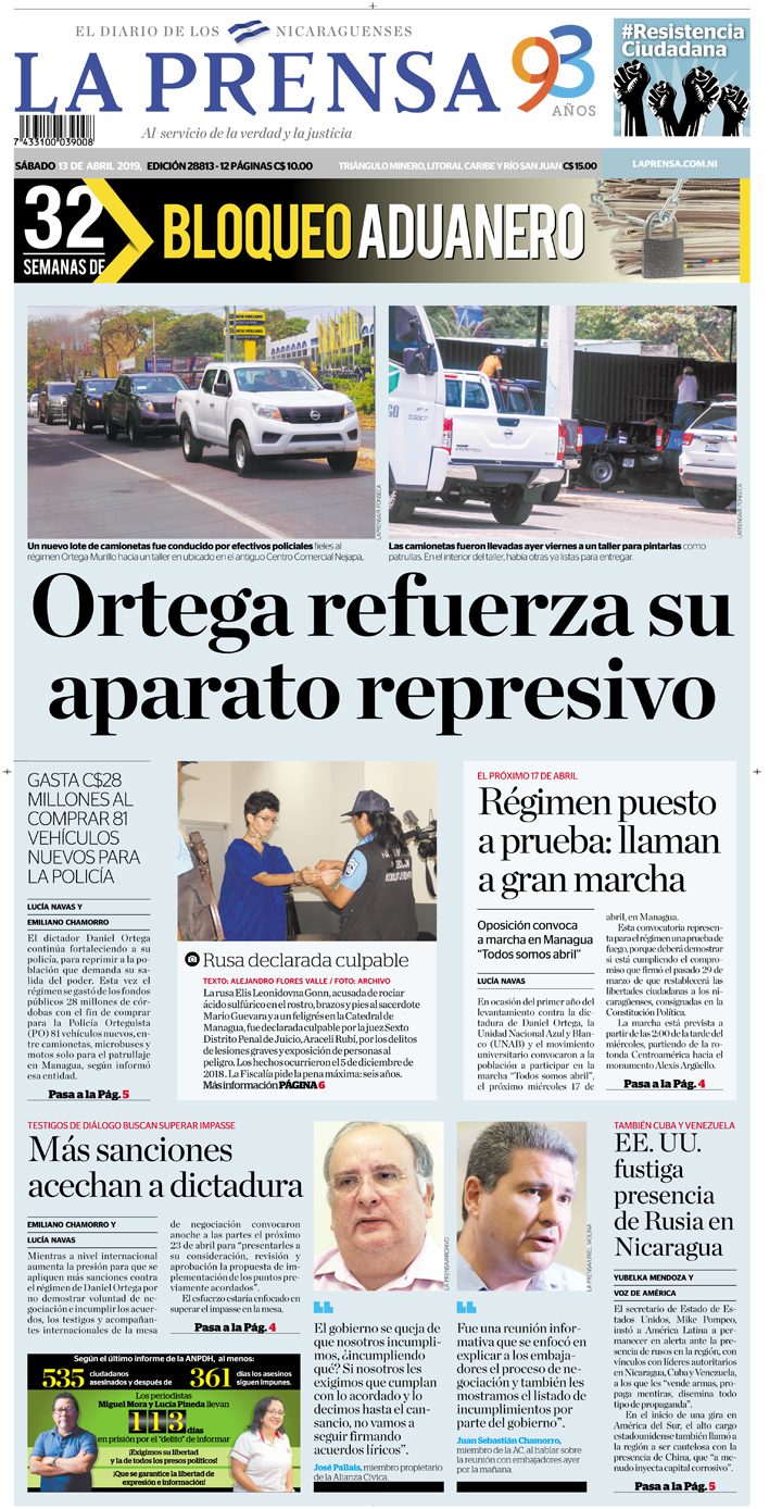 Portada impresa 13-04-2019