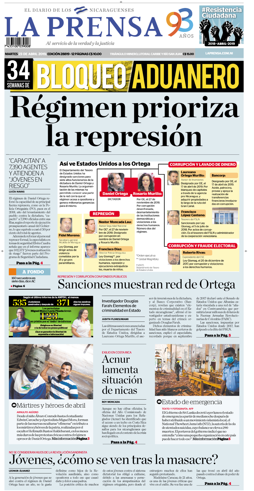 Portada impresa 23-04-2019