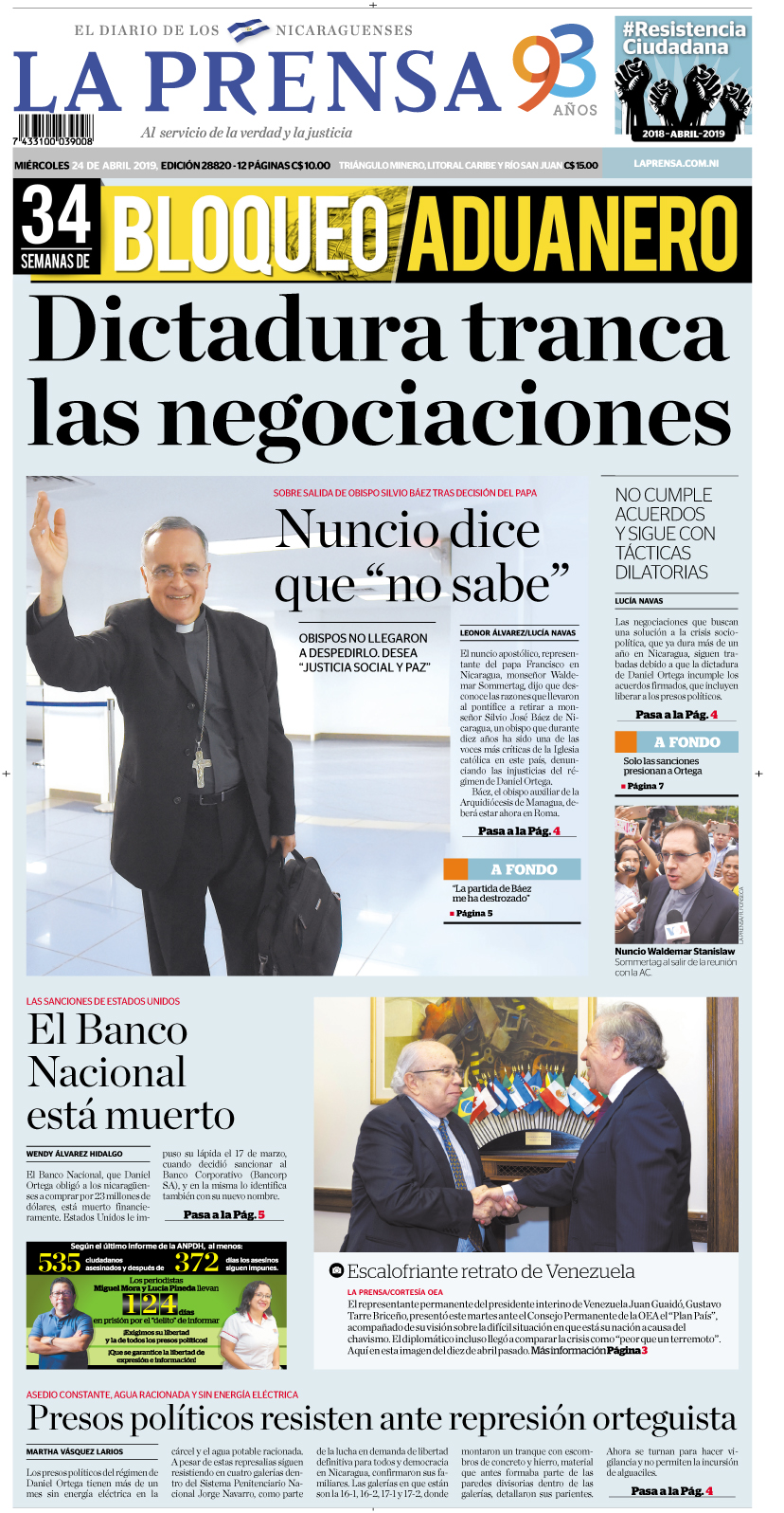 Portada impresa 24-04-2019