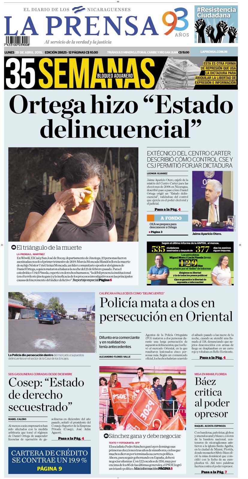 Portada impresa 29-4-2019