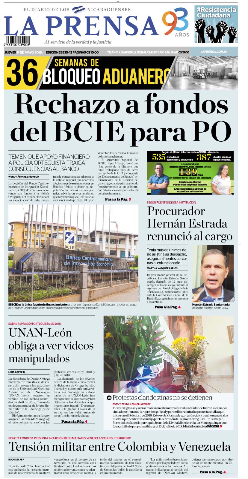 Portada impresa 9-5-2019