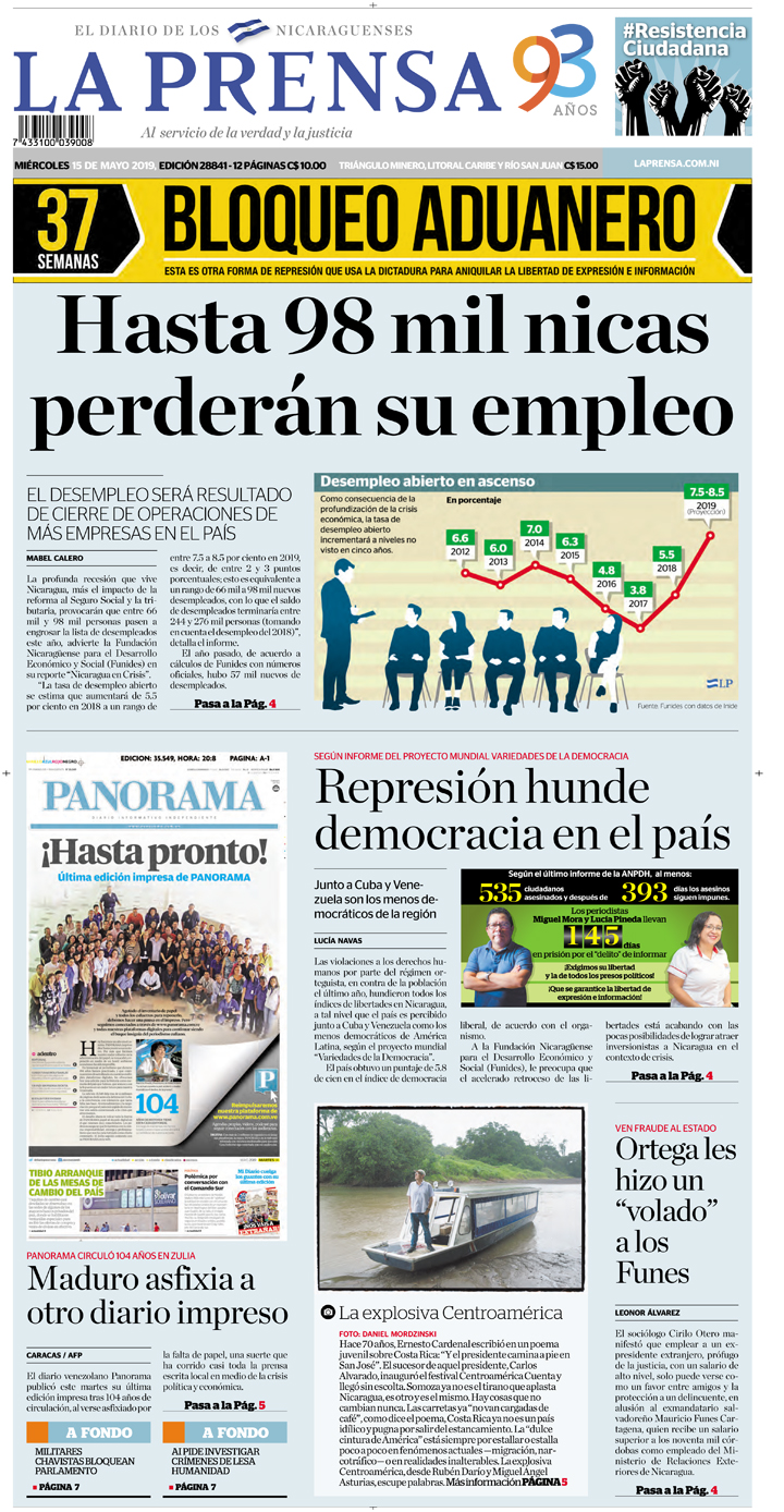 Portada impresa 15-05-2019