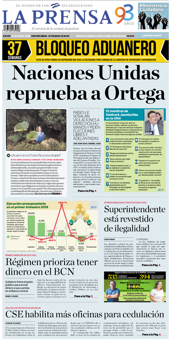 Portada impresa 16-05-2019