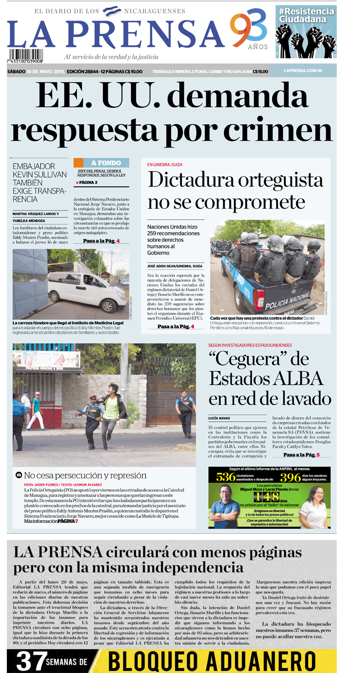 Portada impresa 18-05-2019