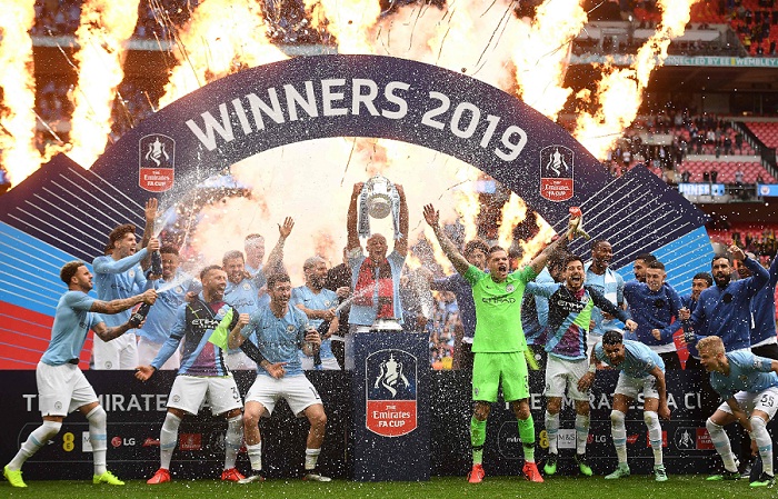 El Manchester City levantó este sábado en el estadio Wembley la FA Cup, al vencer al Watford. LA PRENSA/AFP / Daniel LEAL-OLIVAS