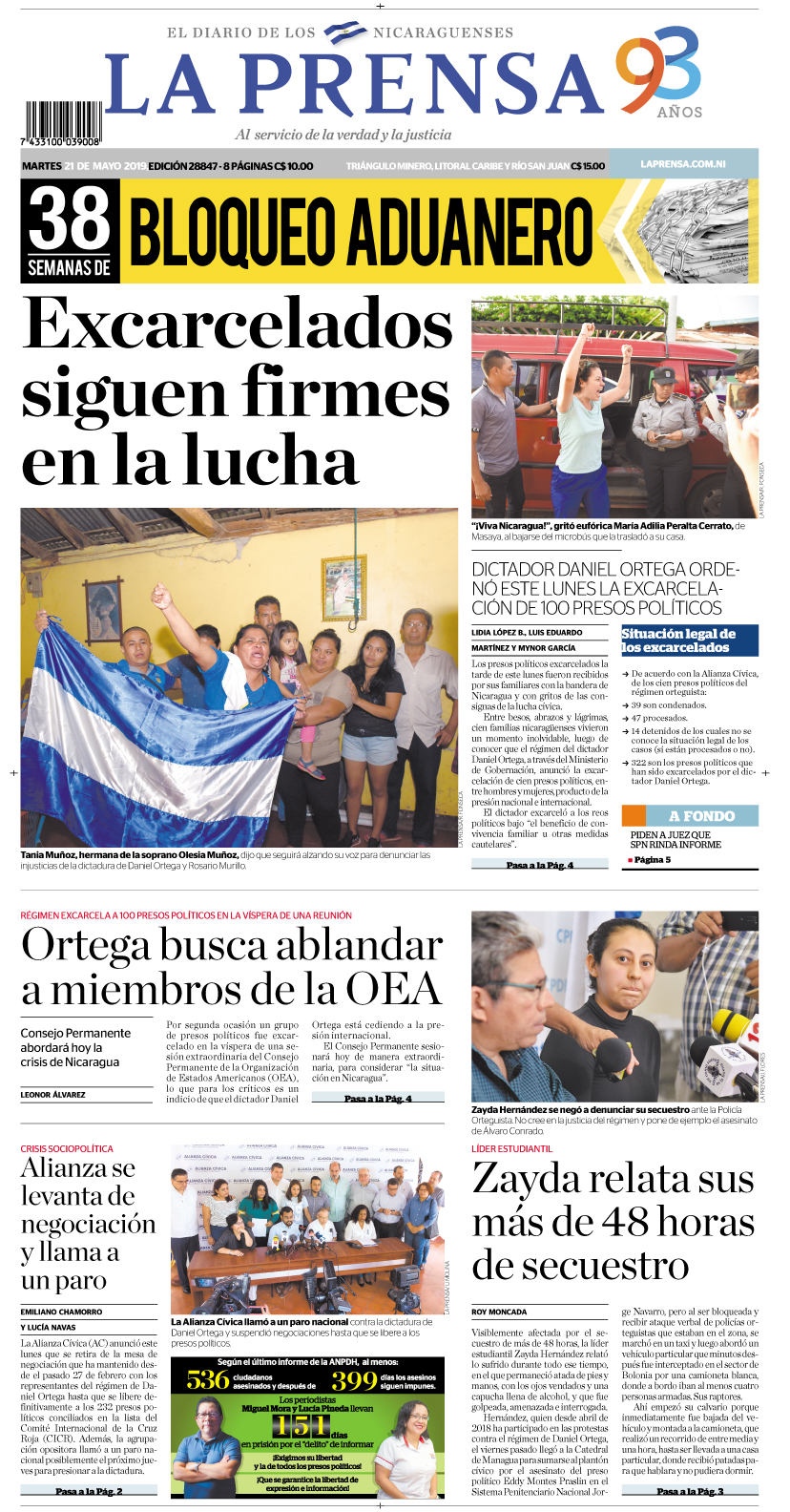Portada impresa 21-05-2019