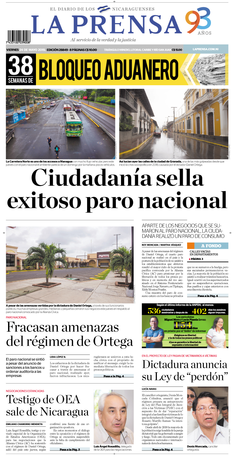 Portada impresa 24-05-2019