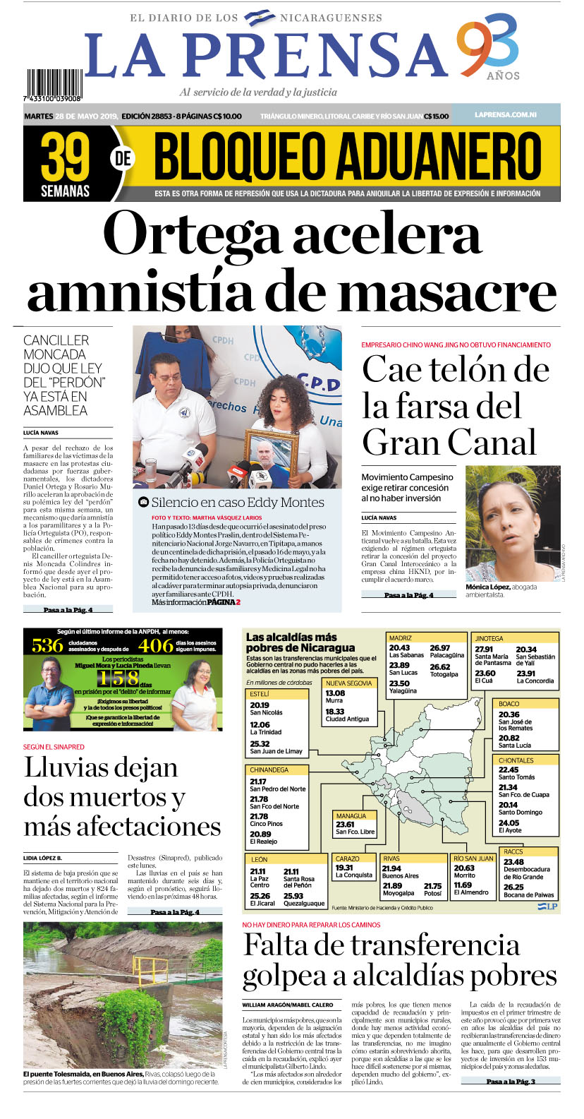 Portada impresa 28-5-2019