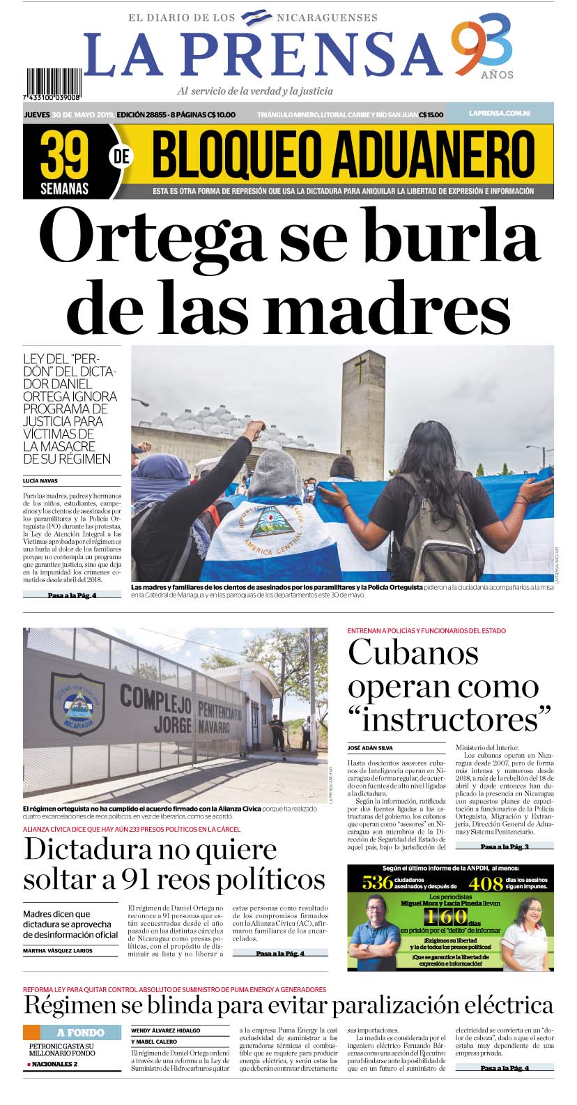 Portada impresa 30-5-2019
