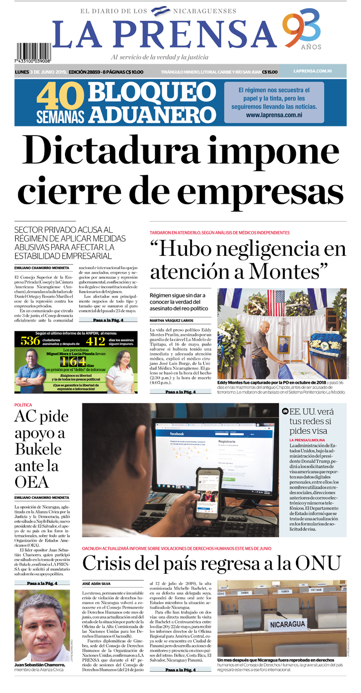 Portada impresa 03-06-2019