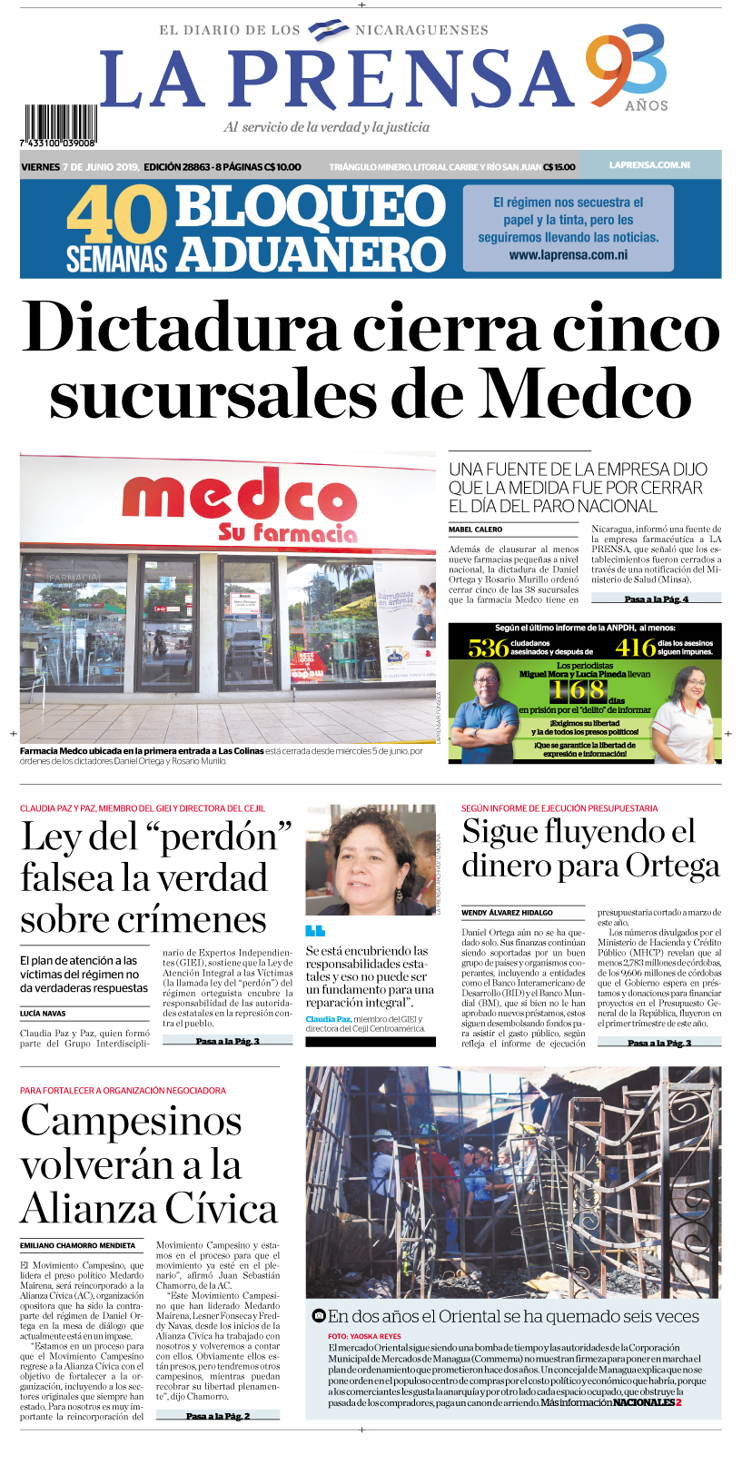 Portada impresa 07-06-2019