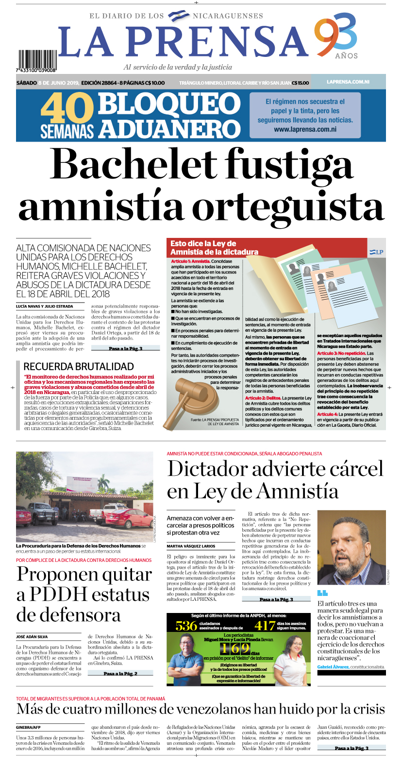 Portada impresa 08-06-2019