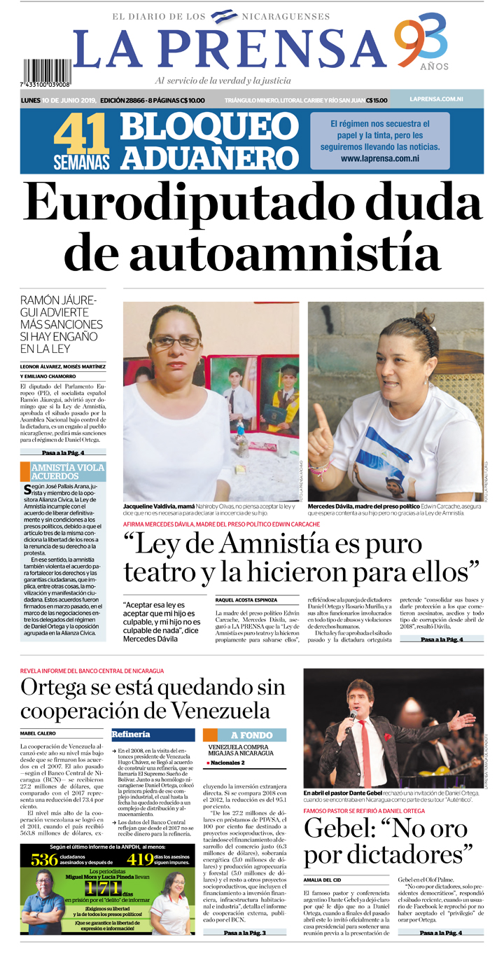 Portada impresa 10-06-2019