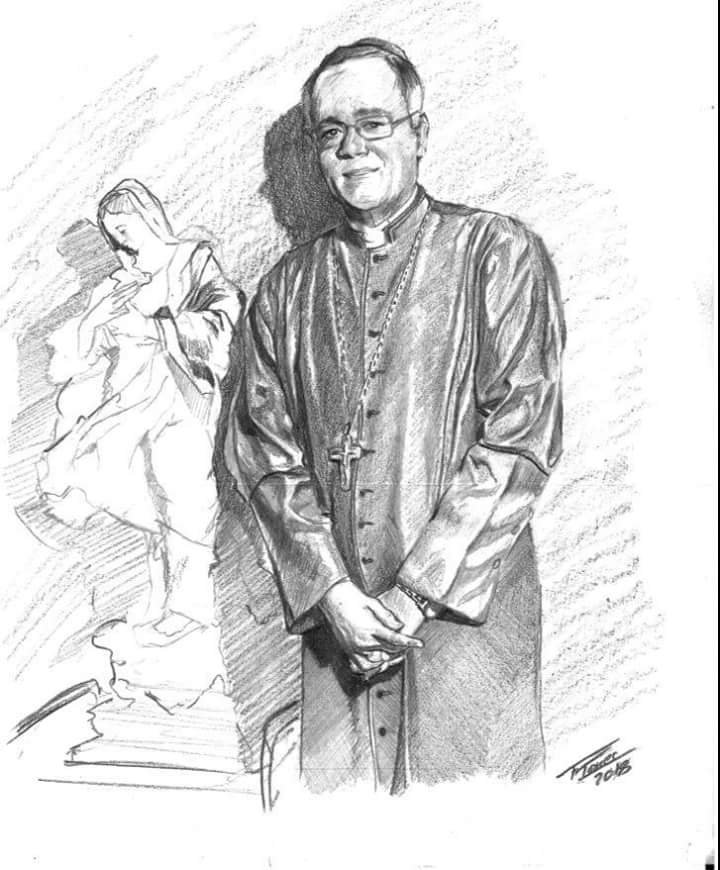 Dibujo a monseñor Silvio Báez, enaltece su labor apostólica y voz que lleva la verdad. LA PRENSA/Cortesía