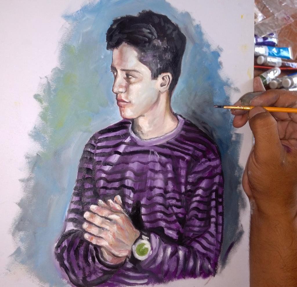 Franco Alexander Valdivia Machado pintura realizada por Fernando Quintero. LA PRENSA/Cortesía