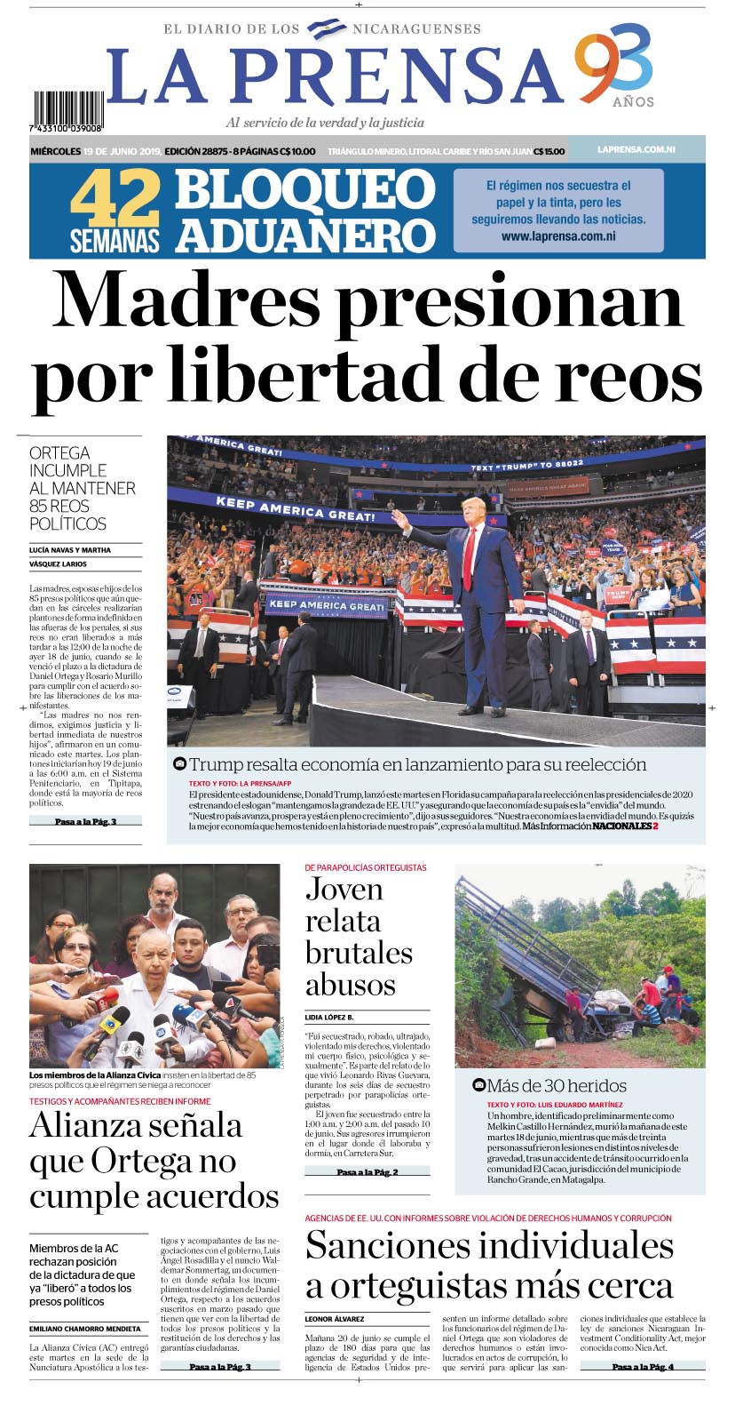 Portada impresa 19-6-2019