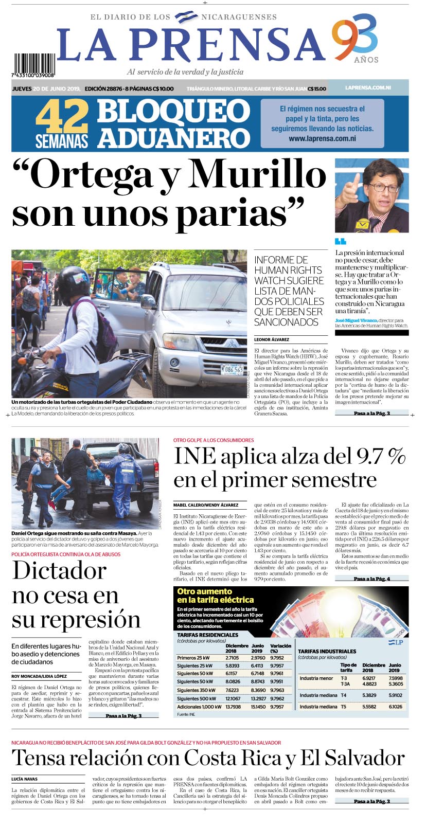 Portada impresa 20-6-2019