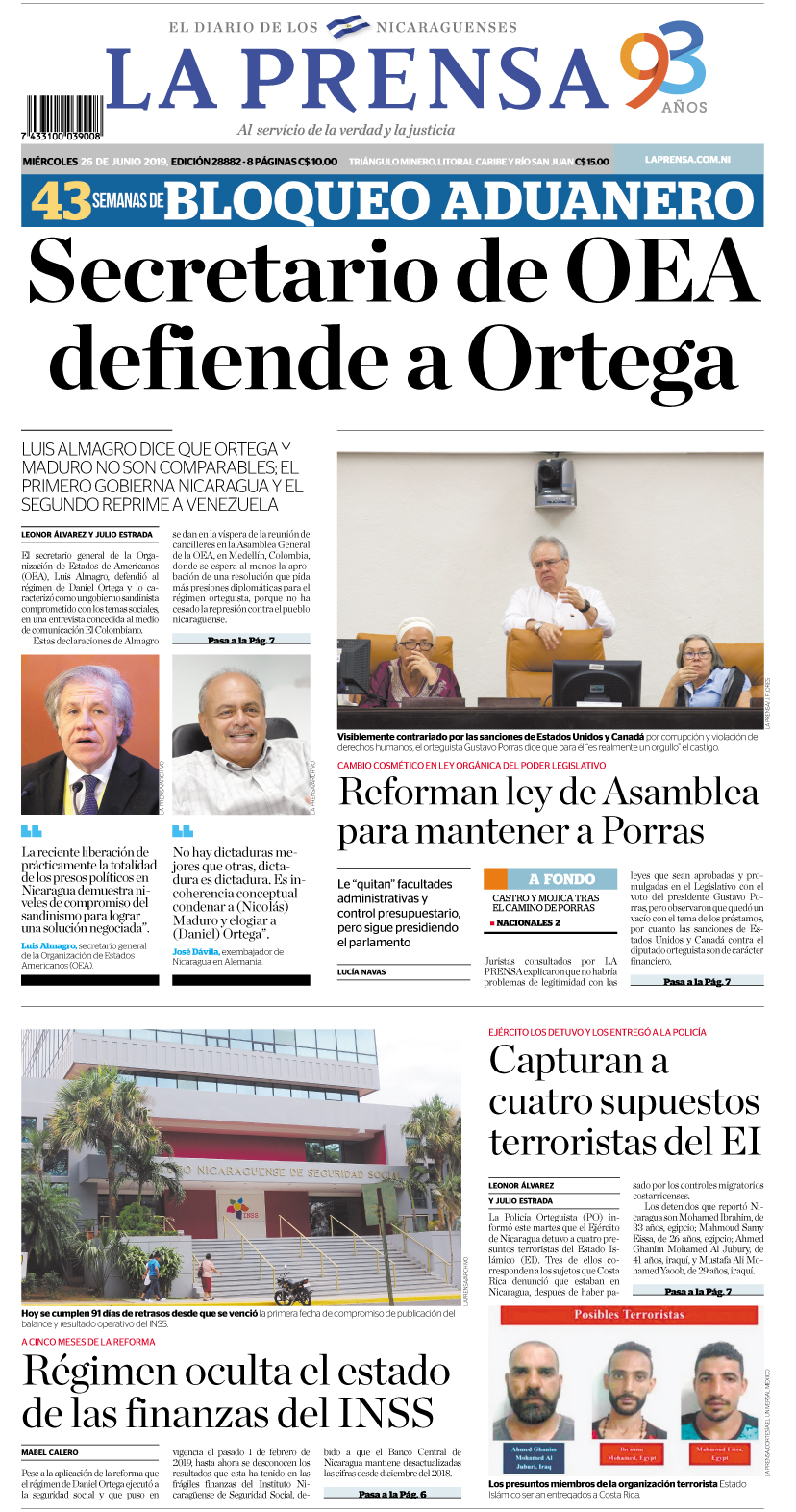 Portada impresa 26-06-2019