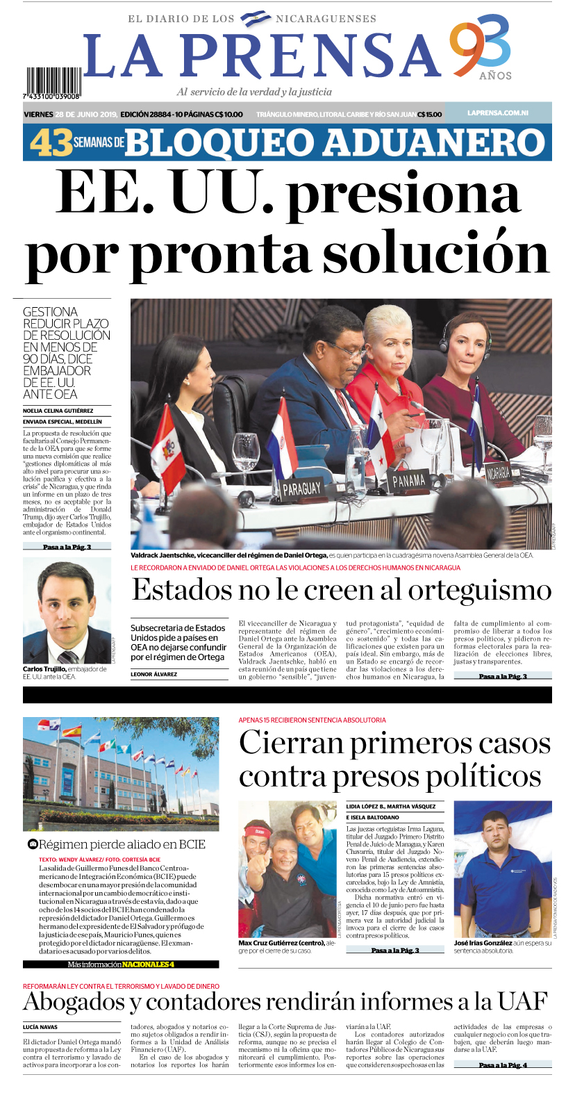 Portada impresa 28-06-2018