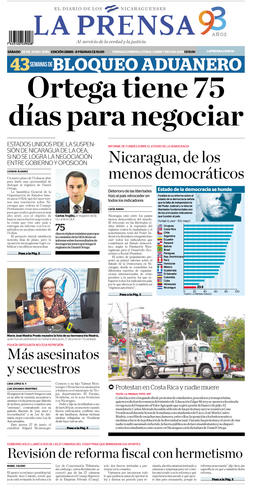 Portada impresa 29-06-2019