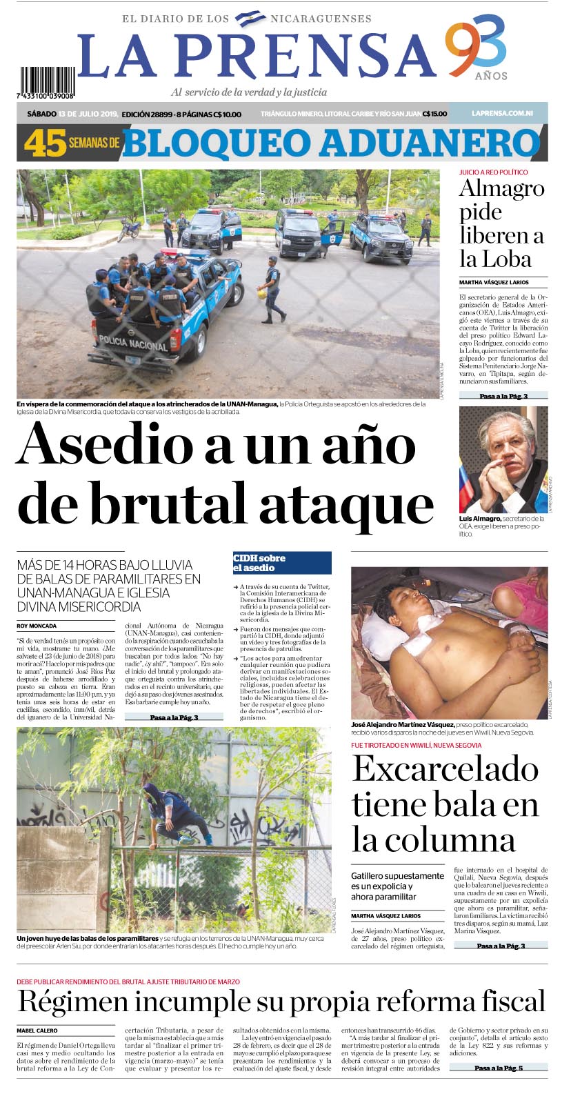 Portada impresa 13-7-2019