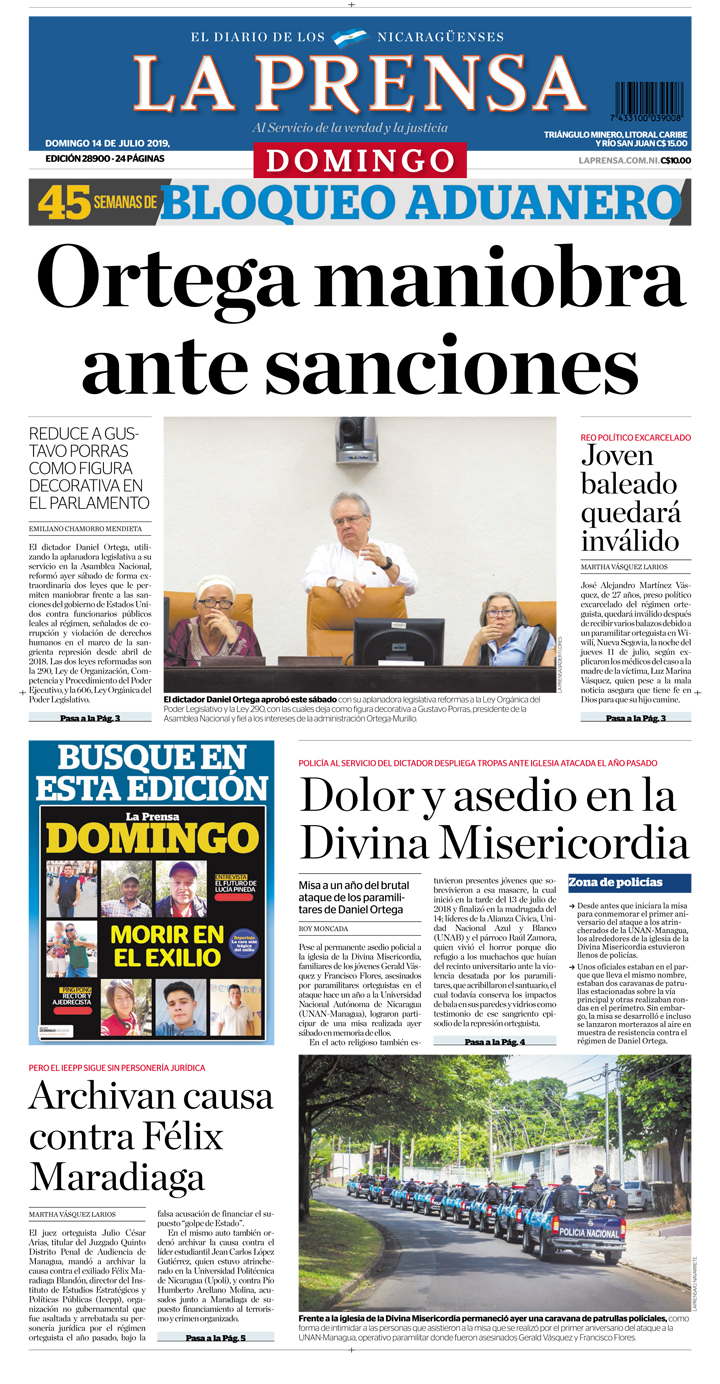 Portada impresa 14-07-2019