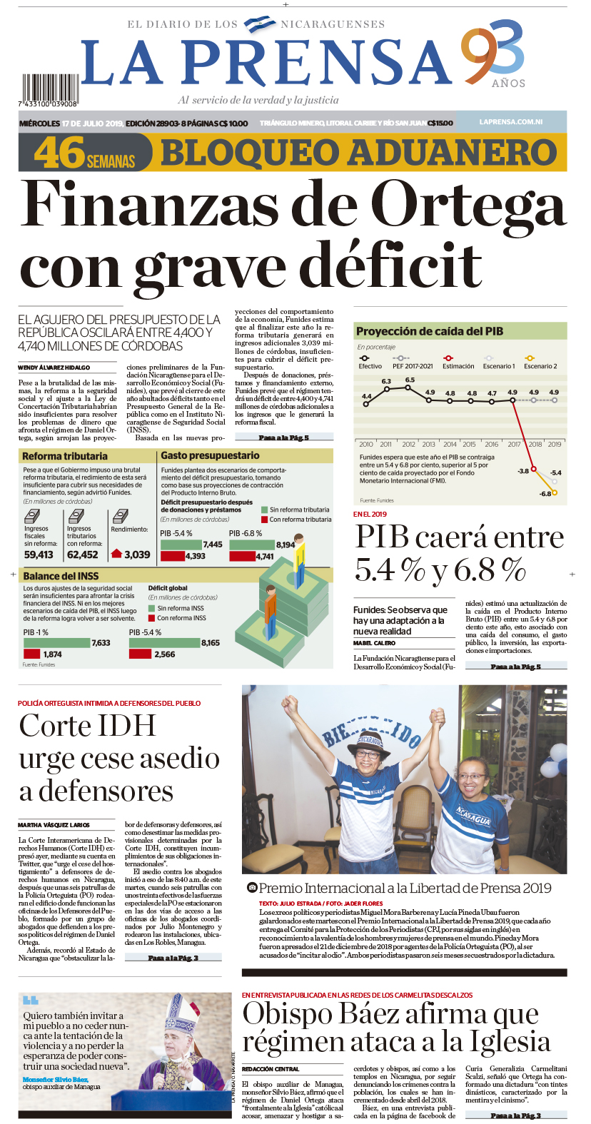 Portada impresa 17-07-2019