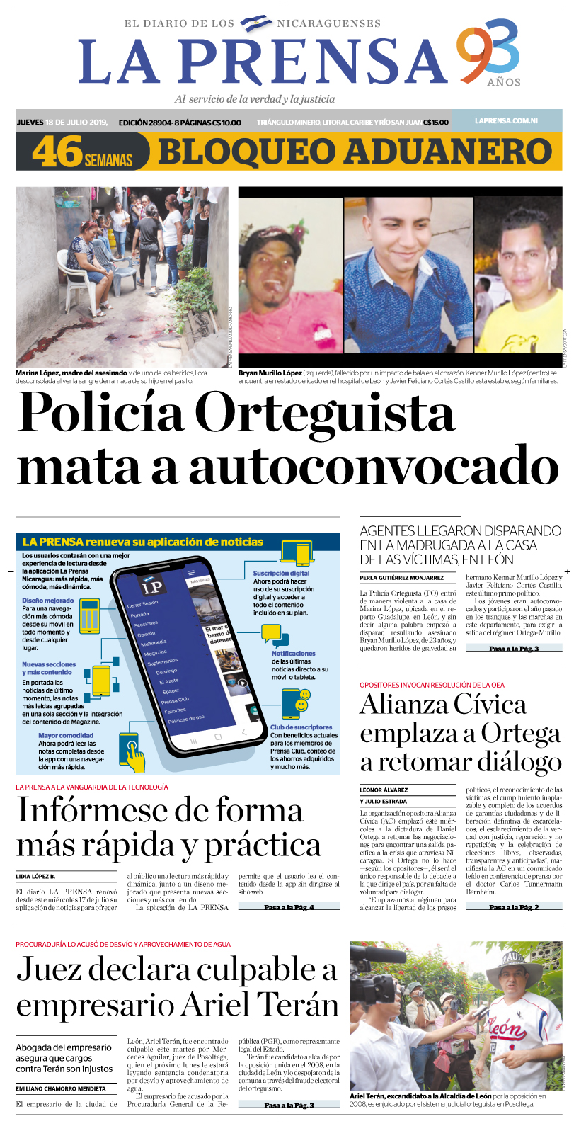 Portada impresa 18-07-2018