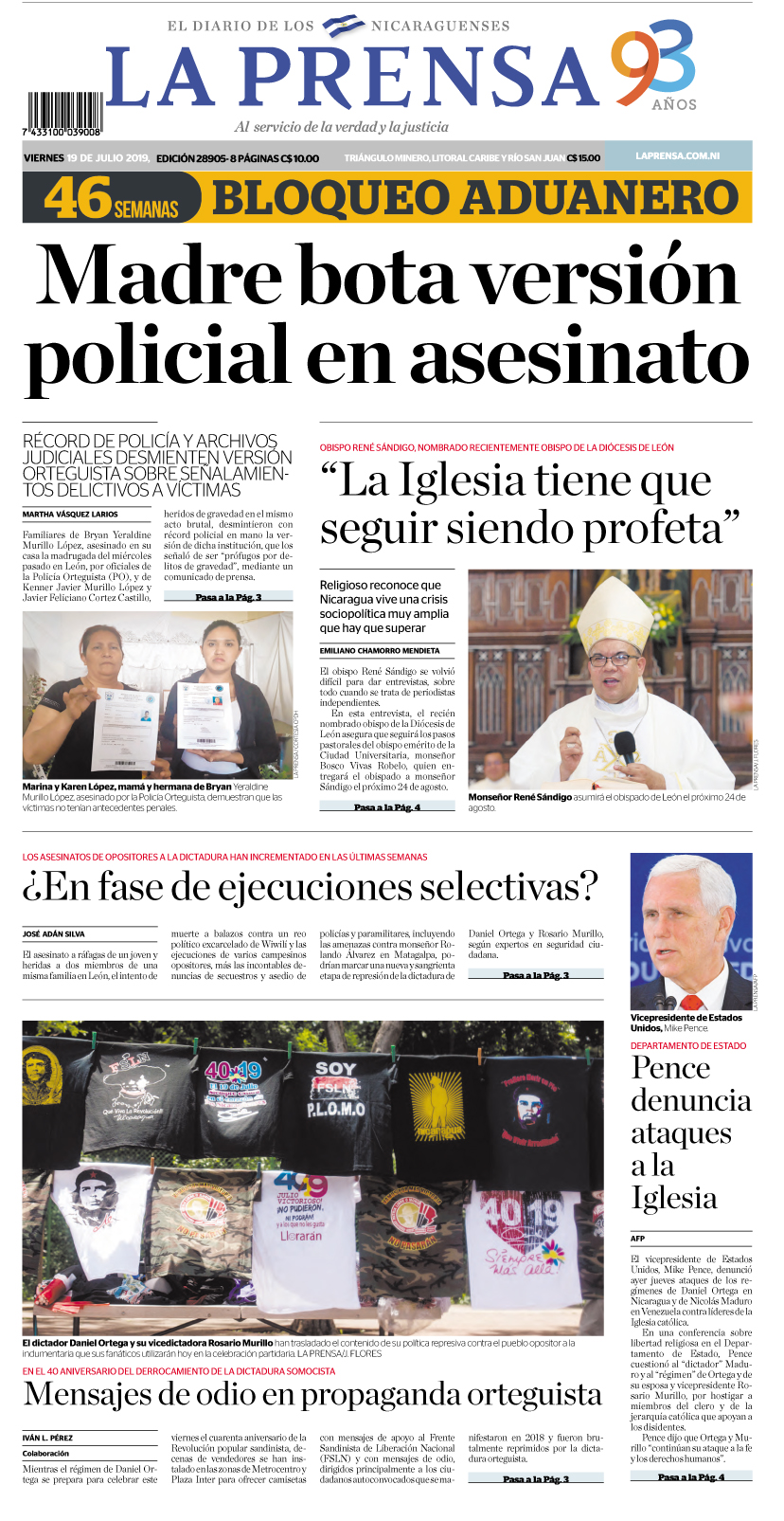 Portada impresa 29-07-2019